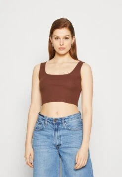 Even&Odd Top - Off White/dark Brown -Even&Odd 01e3cc0610c54a3a975afa084b0512af