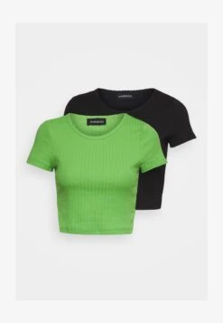 2 PACK - T-Shirt Basic - Black/green -Even&Odd 14ad0b311eae4479840ef3c1a8e86cd4
