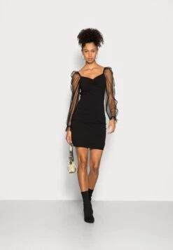 Even&Odd LONG PUFF SLEEVES RUSHING BODYCON DRESS - Cocktailkleid/festliches Kleid - Black -Even&Odd 2f97875f5a414463a6210dab01f0152b