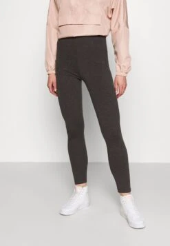 Even&Odd HIGH WAISTED LEGGINGS 2 PACK - Leggings - Hosen - Black/mottled Dark Grey -Even&Odd 6fc2d5b989474532ba97c183a09eaf14