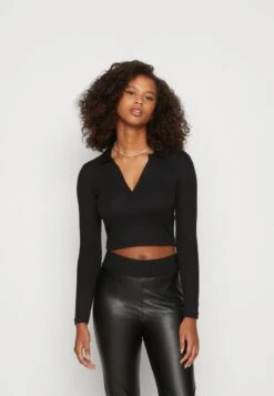 Even&Odd LONG SLEEVE COLLAR - Langarmshirt - Black