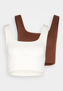 Even&Odd Top - Off White/dark Brown -Even&Odd eebfba8867ee42358c59f53ad7ab301a