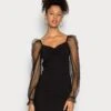 Even&Odd LONG PUFF SLEEVES RUSHING BODYCON DRESS - Cocktailkleid/festliches Kleid - Black -Even&Odd f0cc9468a38c433c9936d20c296adb08